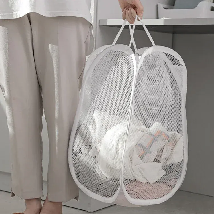 Panier à linge pliable en maille, détail