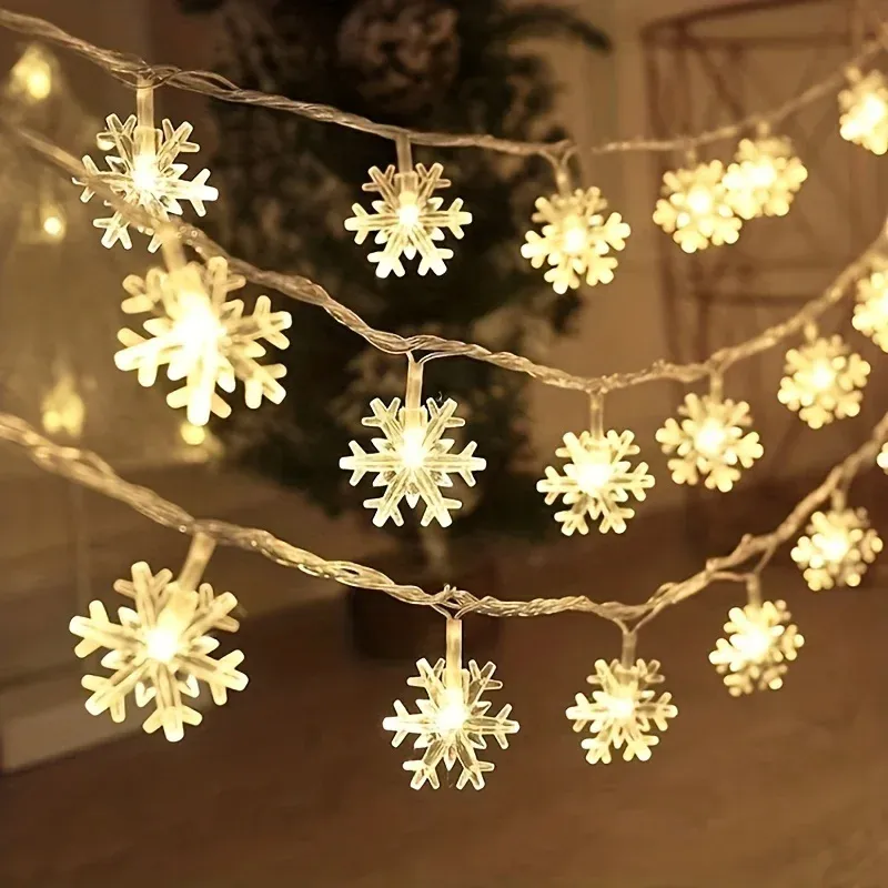 Rideau lumineux flocon de neige, vue d'ensemble