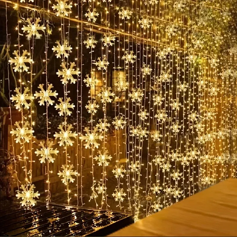 Rideau lumineux LED flocons de neige 3 m, guirlande de Noël féerique pour décoration intérieure 7