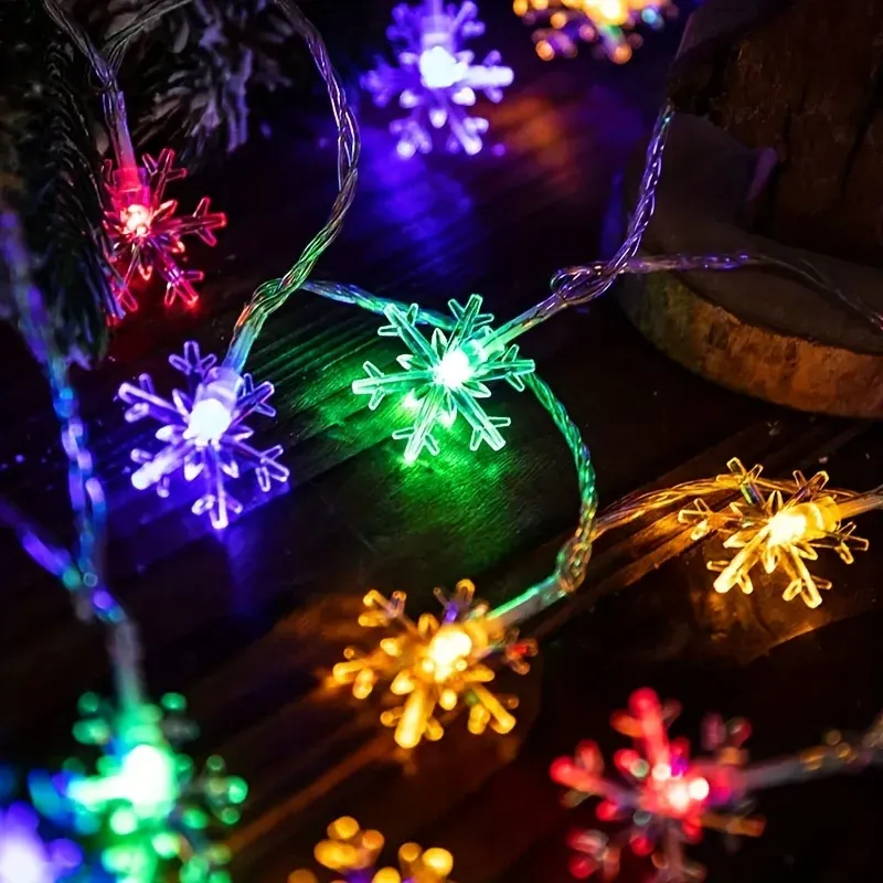 Rideau lumineux LED flocons de neige 3 m, guirlande de Noël féerique pour décoration intérieure 8