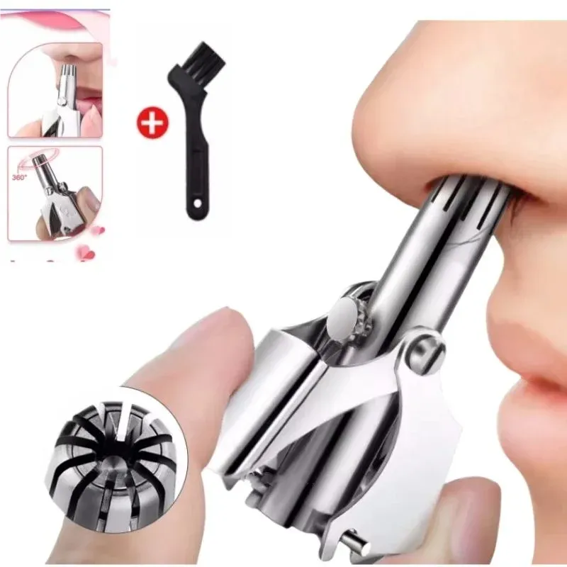 Tondeuse à poils de nez pour homme, rasoir manuel en acier inoxydable, lavable et portable, idéal pour les poils de nez et d'oreilles 1