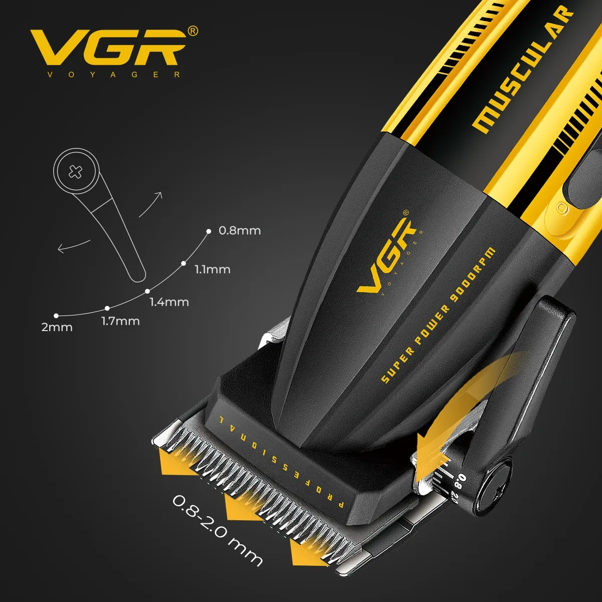 Tondeuse à cheveux VGR 9000 tr/min Professionnelle, Réglable, Sans fil, Électrique pour hommes V-285 4