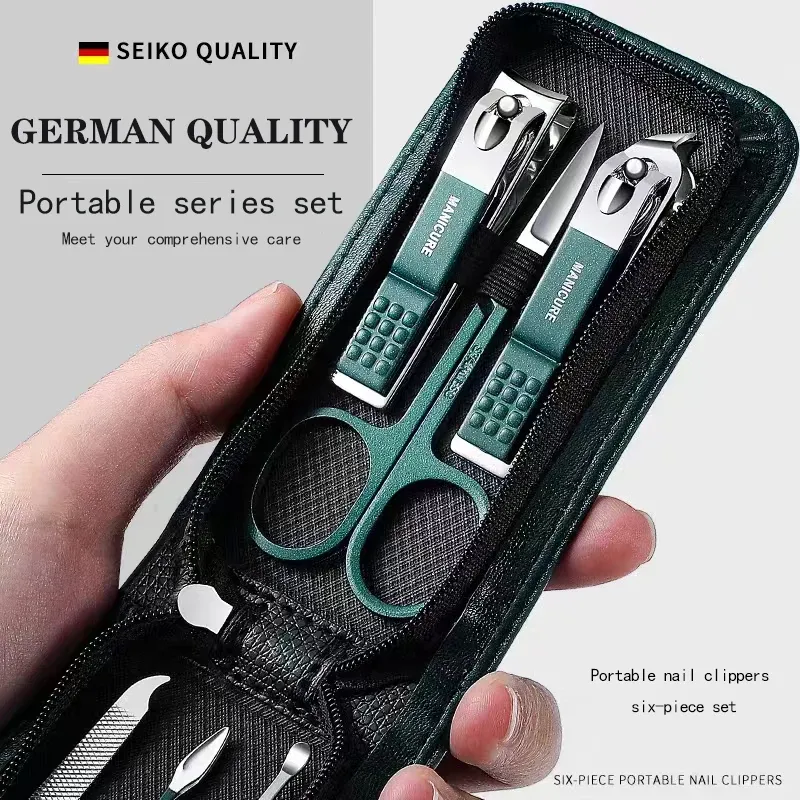 Ensemble de 6 pièces de coupe-ongles et ciseaux pour hommes et femmes, outils de manucure portables - Image 1