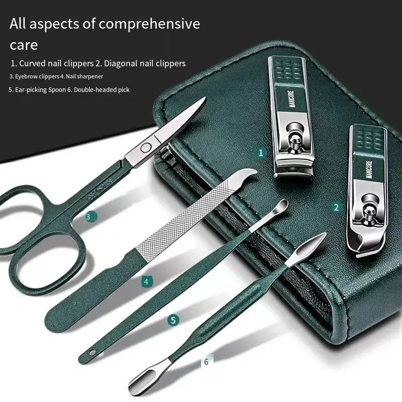 Ensemble de 6 pièces de coupe-ongles et ciseaux pour hommes et femmes, outils de manucure portables 3