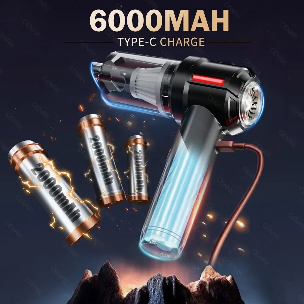 Aspirateur de voiture CENRR Mini 998000PA, aspirateur sans fil puissant et portable pour l'électroménager, souffleur portatif, nettoyeur de voiture 4