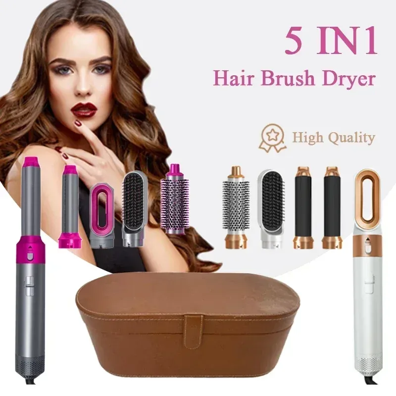 Sèche-cheveux 5 en 1 avec brosse soufflante, lisseur, fer à friser et peignes chauffants, outil de coiffure professionnel - Image 1