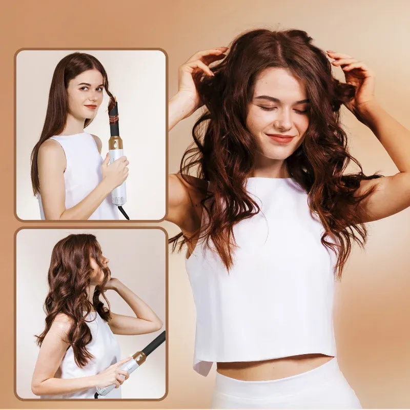 Coiffure finie avec le sèche-cheveux 5 en 1