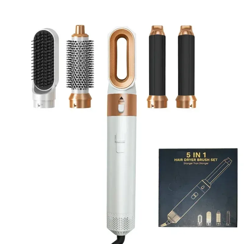 Sèche-cheveux 5 en 1 avec brosse soufflante, lisseur, fer à friser et peignes chauffants, outil de coiffure professionnel 9