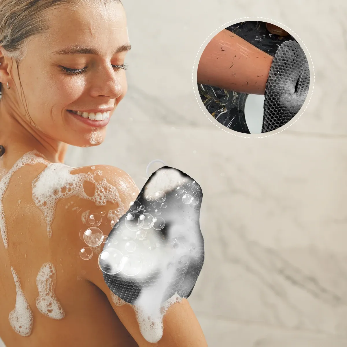 Gant de douche exfoliant nid d'abeille en TPU antibactérien 3