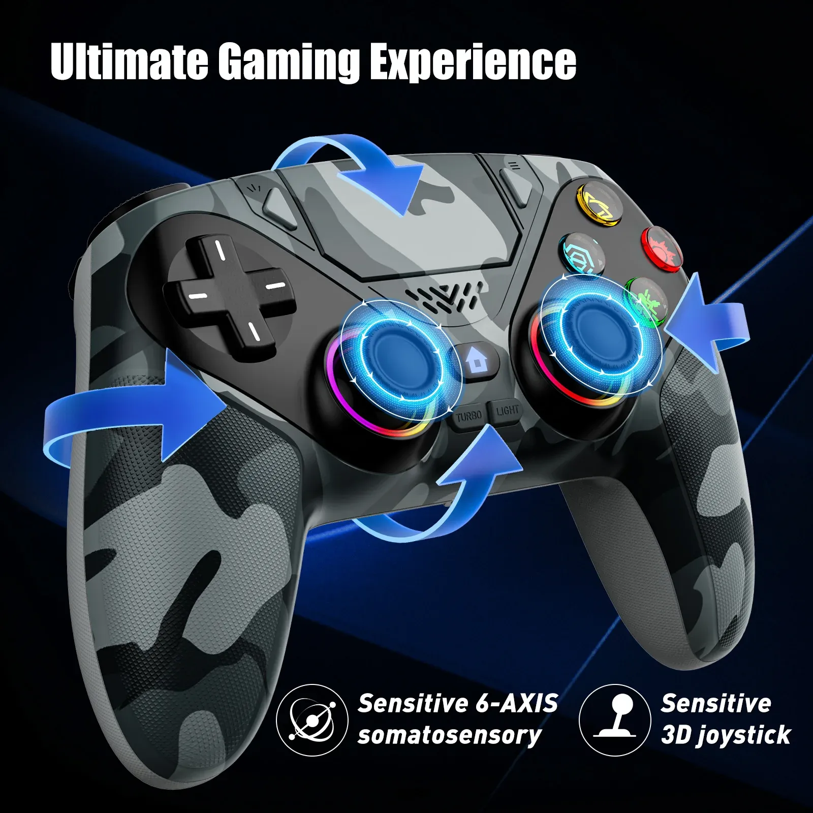Manette sans fil RGB pour PlayStation 5, PS5 Pro, PS5 Slim et PC, avec gâchettes à effet Hall, fonctions Marco/Turbo et système anti-dérive 4