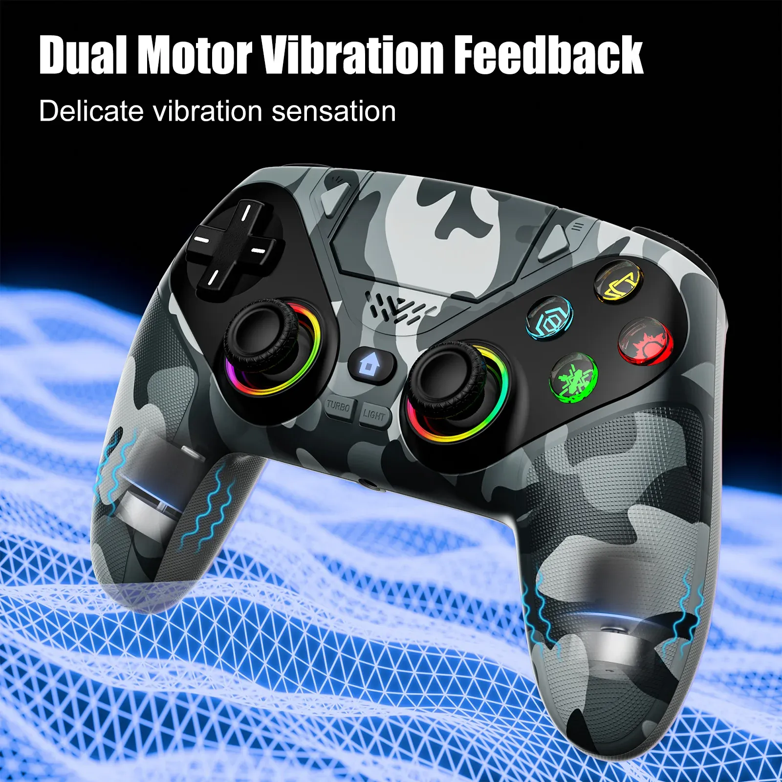 Manette sans fil RGB pour PlayStation 5, PS5 Pro, PS5 Slim et PC, avec gâchettes à effet Hall, fonctions Marco/Turbo et système anti-dérive 5