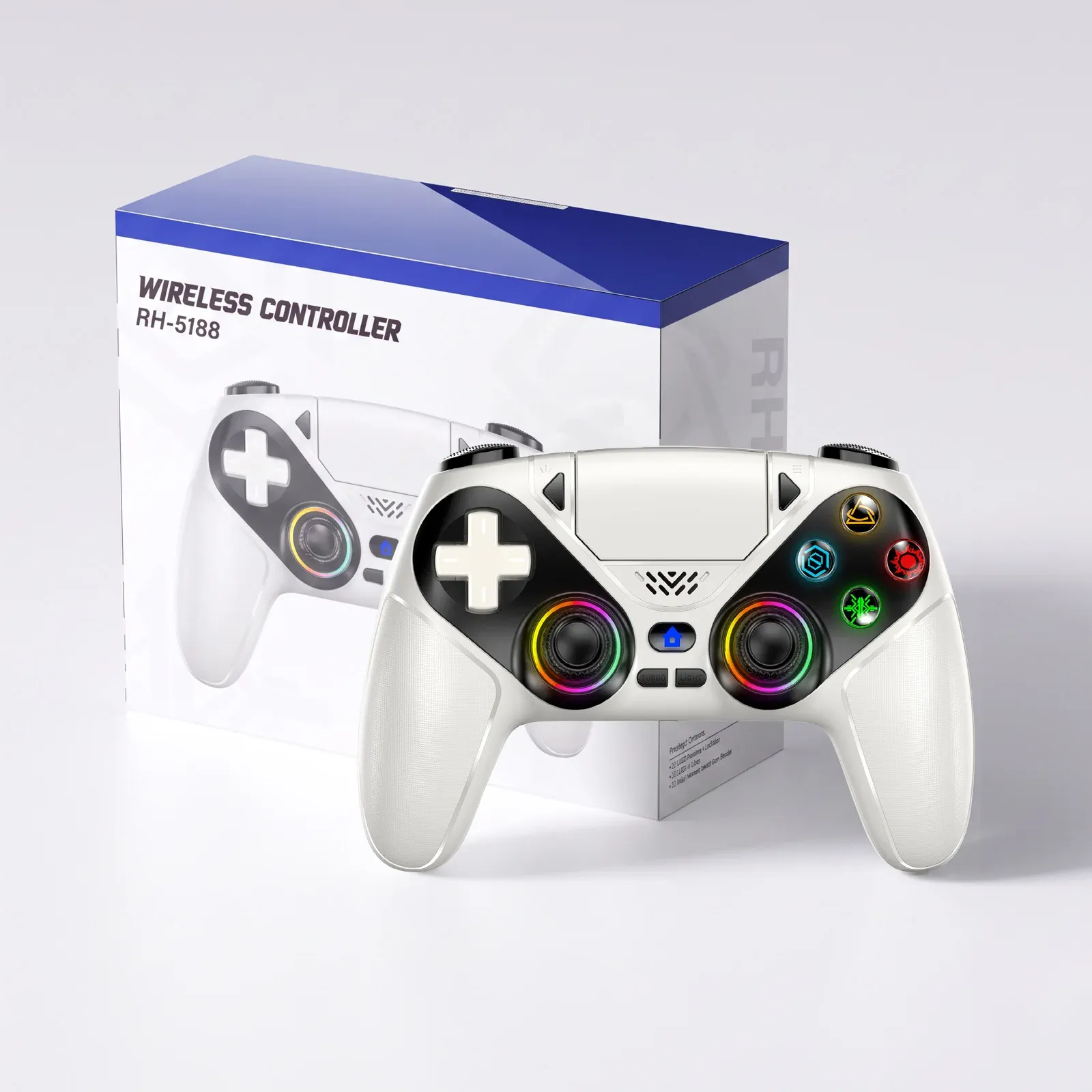 Manette sans fil RGB pour PlayStation 5, PS5 Pro, PS5 Slim et PC, avec gâchettes à effet Hall, fonctions Marco/Turbo et système anti-dérive 7