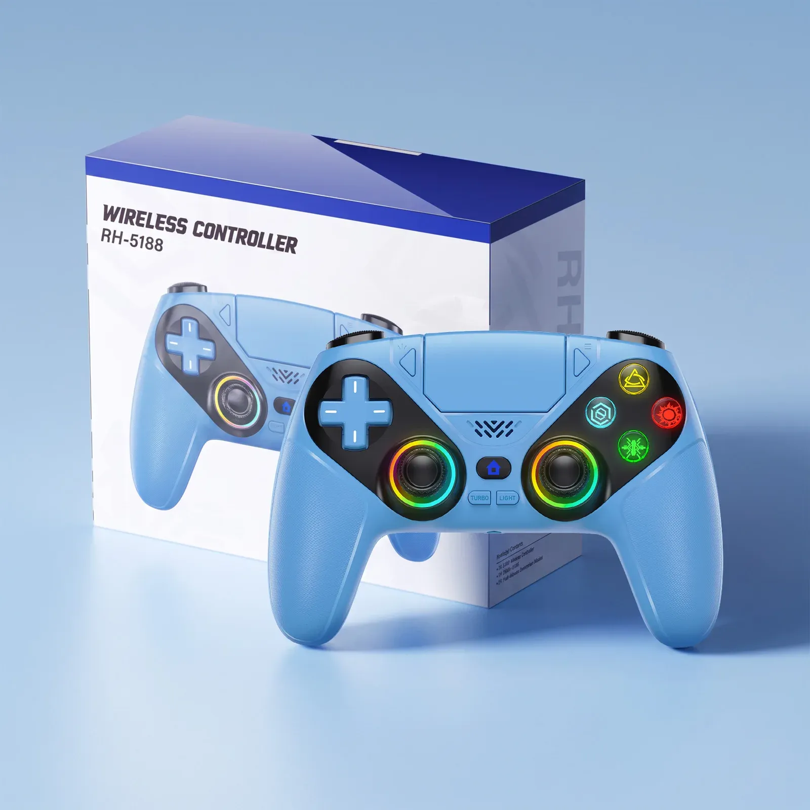 Manette sans fil RGB pour PlayStation 5, PS5 Pro, PS5 Slim et PC, avec gâchettes à effet Hall, fonctions Marco/Turbo et système anti-dérive 9