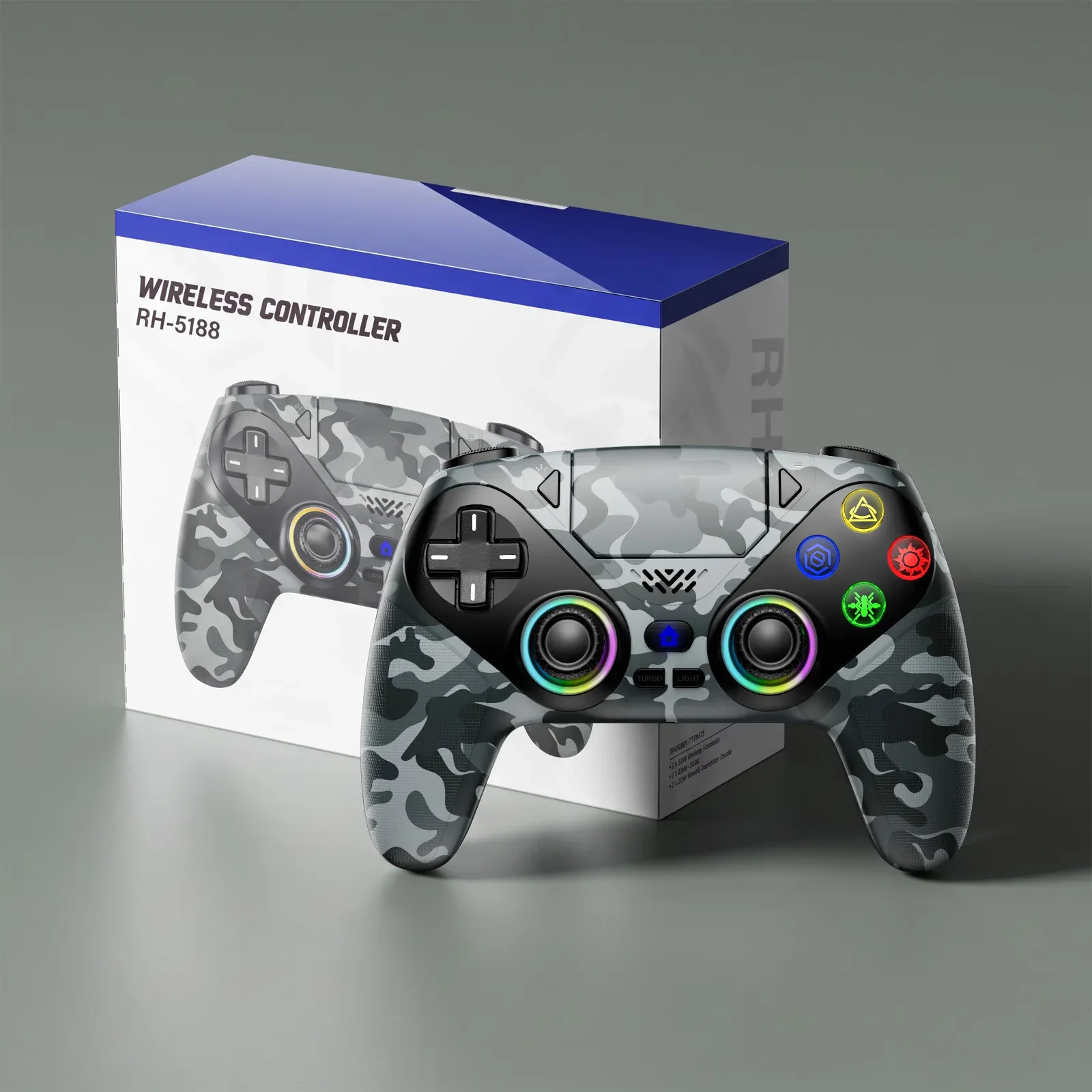 Manette sans fil RGB pour PlayStation 5, PS5 Pro, PS5 Slim et PC, avec gâchettes à effet Hall, fonctions Marco/Turbo et système anti-dérive 12