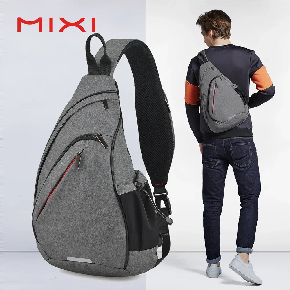 Mixi – Sac à dos à une épaule pour hommes et femmes, sac bandoulière USB pour garçons, cyclisme, sport, voyage, sac polyvalent et tendance pour étudiants