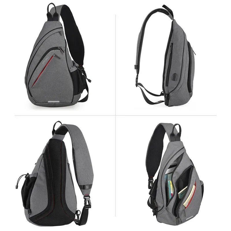 Mixi – Sac à dos à une épaule pour hommes et femmes, sac bandoulière USB pour garçons, cyclisme, sport, voyage, sac polyvalent et tendance pour étudiants 3