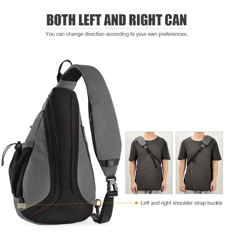 Mixi – Sac à dos à une épaule pour hommes et femmes, sac bandoulière USB pour garçons, cyclisme, sport, voyage, sac polyvalent et tendance pour étudiants 4