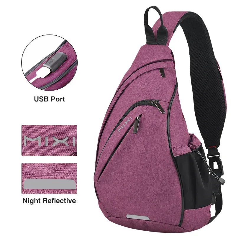Mixi – Sac à dos à une épaule pour hommes et femmes, sac bandoulière USB pour garçons, cyclisme, sport, voyage, sac polyvalent et tendance pour étudiants 7