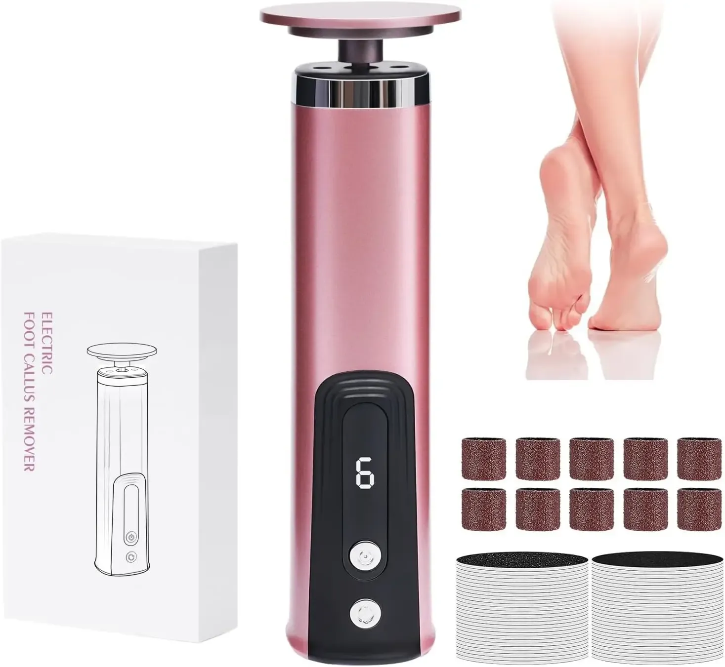 Râpe électrique 2 en 1 pour callosités et lime à ongles, outil de pédicure rechargeable sans fil - Image 1