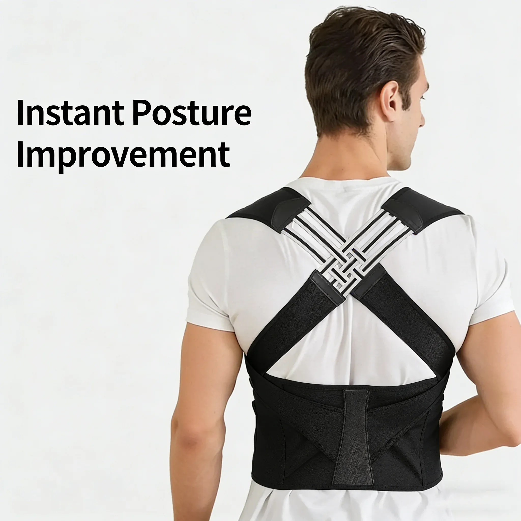 Correcteur de posture réglable à sangles croisées pour homme et femme
