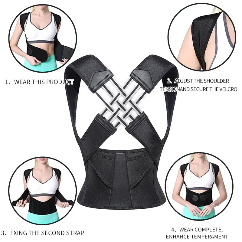 Correcteur de posture réglable à sangles croisées pour homme et femme 5