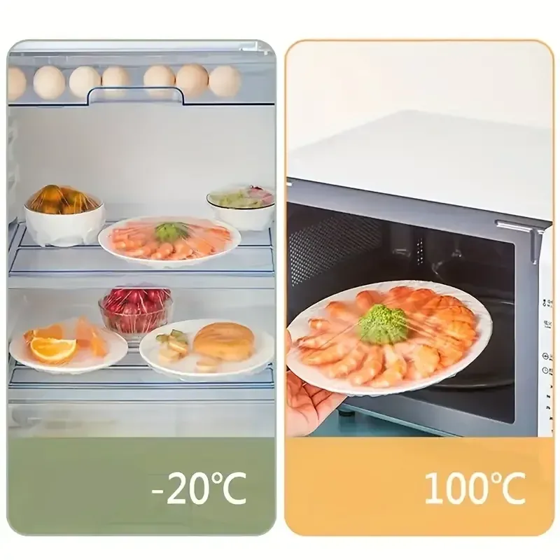 Couvercles jetables pour aliments en film de qualité alimentaire, lot de 100 2