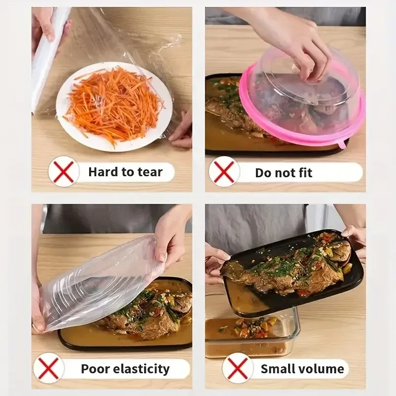 Couvercles jetables pour aliments en film de qualité alimentaire, lot de 100 4