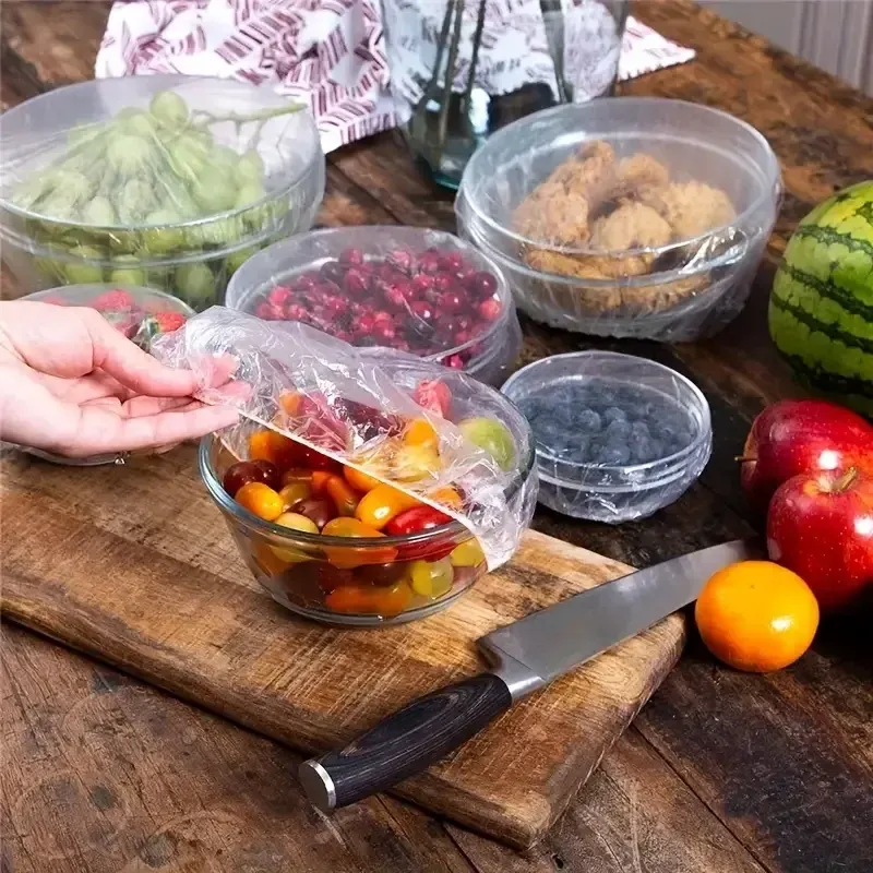 Couvercles jetables pour aliments en film de qualité alimentaire, lot de 100 5
