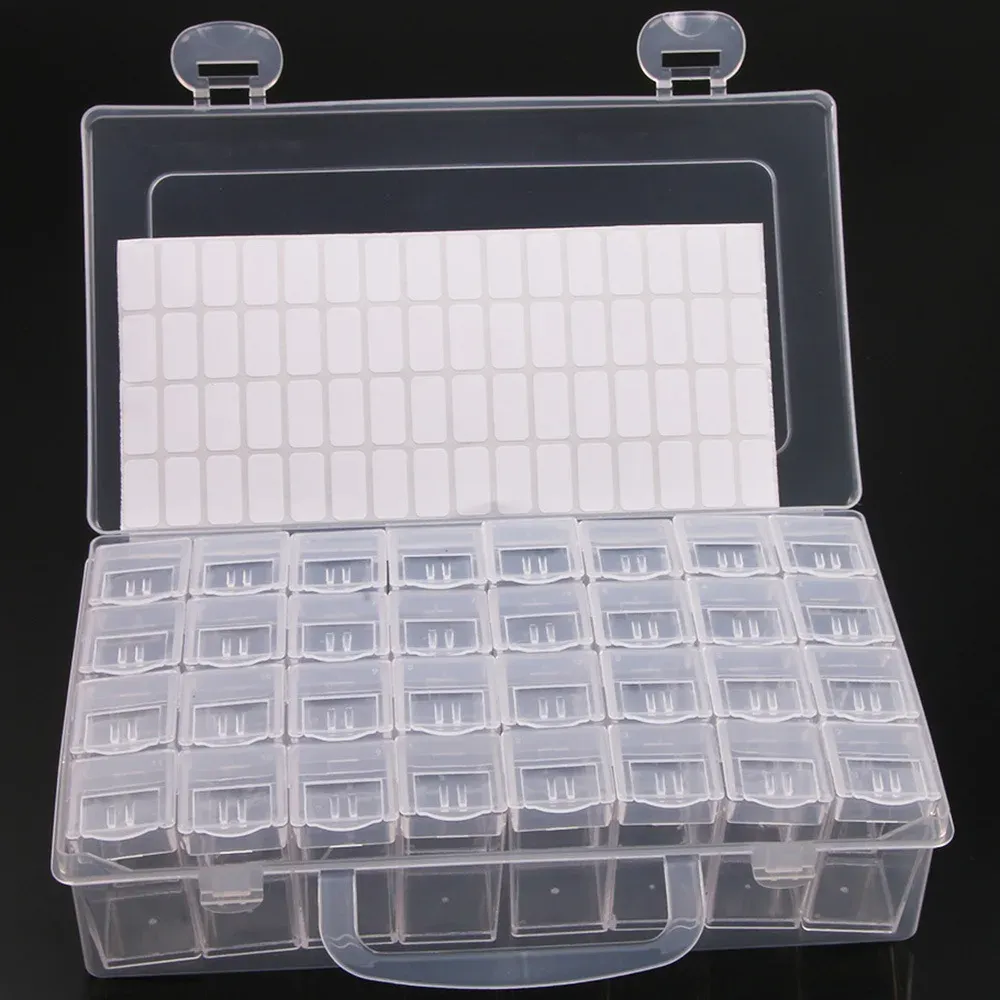 Boîte de rangement en plastique à 28/32/48/56/64 compartiments, pour peinture diamant DIY, perles, breloques et accessoires de bijoux, 1 pièce 5