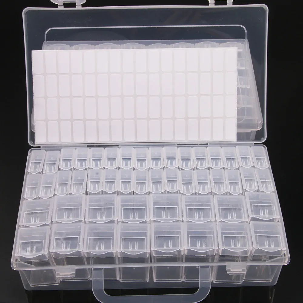 Boîte de rangement en plastique à 28/32/48/56/64 compartiments, pour peinture diamant DIY, perles, breloques et accessoires de bijoux, 1 pièce 9