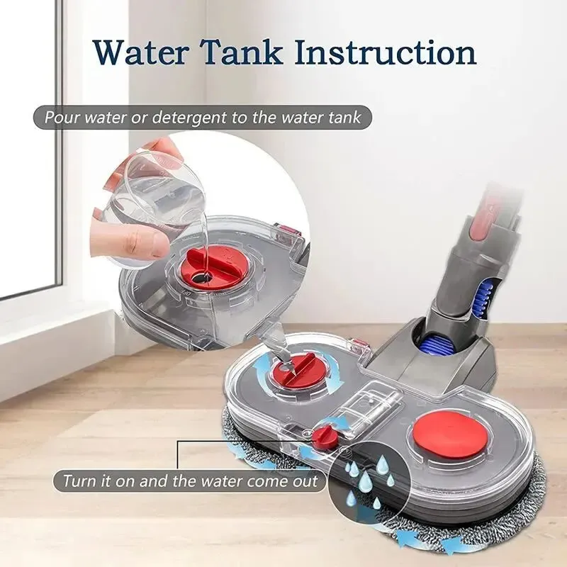 Tête de vadrouille électrique avec réservoir d'eau, accessoire de remplacement pour aspirateurs Dyson V7, V8, V10 et V11 4