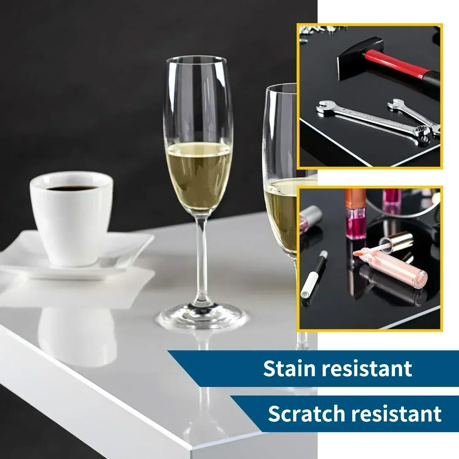 Sous-main transparent 1,5 mm en vinyle imperméable, protection de table facile à nettoyer 3