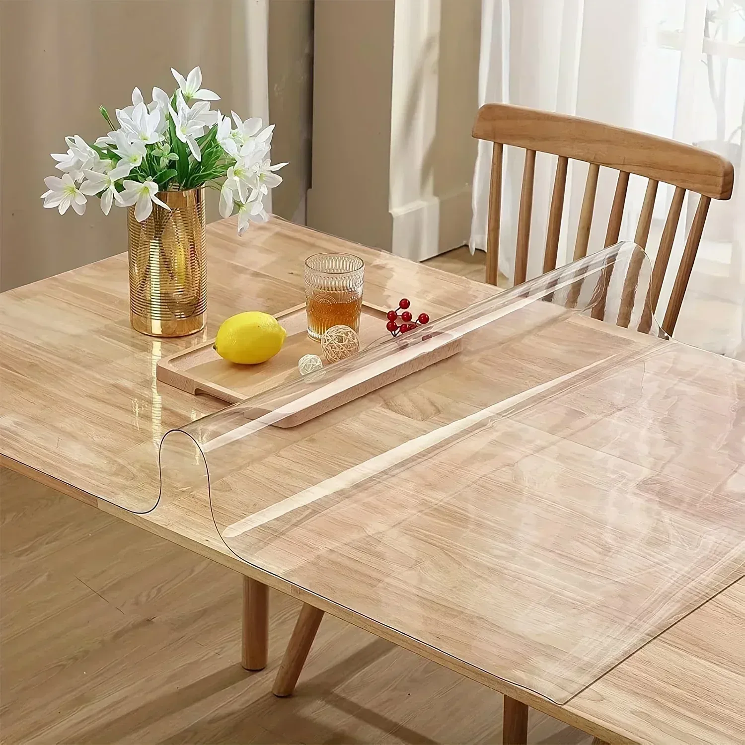 Sous-main transparent 1,5 mm en vinyle imperméable, protection de table facile à nettoyer 6