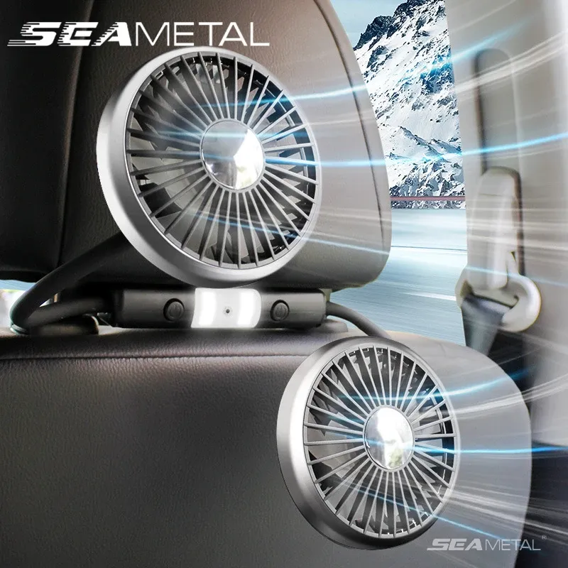 SEAMETAL Ventilateur de voiture réglable à LED, refroidisseur d'air automatique, USB Type-C, 3 vitesses