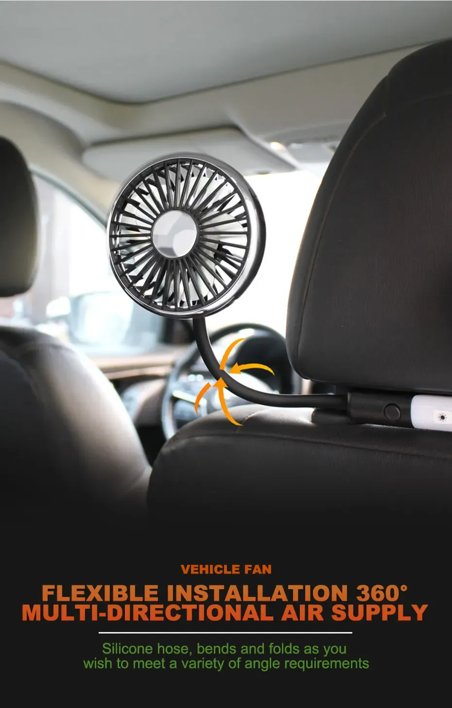Ventilateur de voiture, détail de la base pivotante