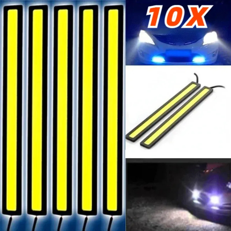 Lot de 10 bandes LED DRL COB étanches 17 cm 12 V pour feux de jour automobile en aluminium