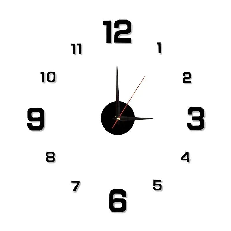 Horloge murale lumineuse 3D sans cadre en acrylique, horloge numérique autocollante, horloge silencieuse pour salon, chambre à coucher, bureau, décoration murale 8