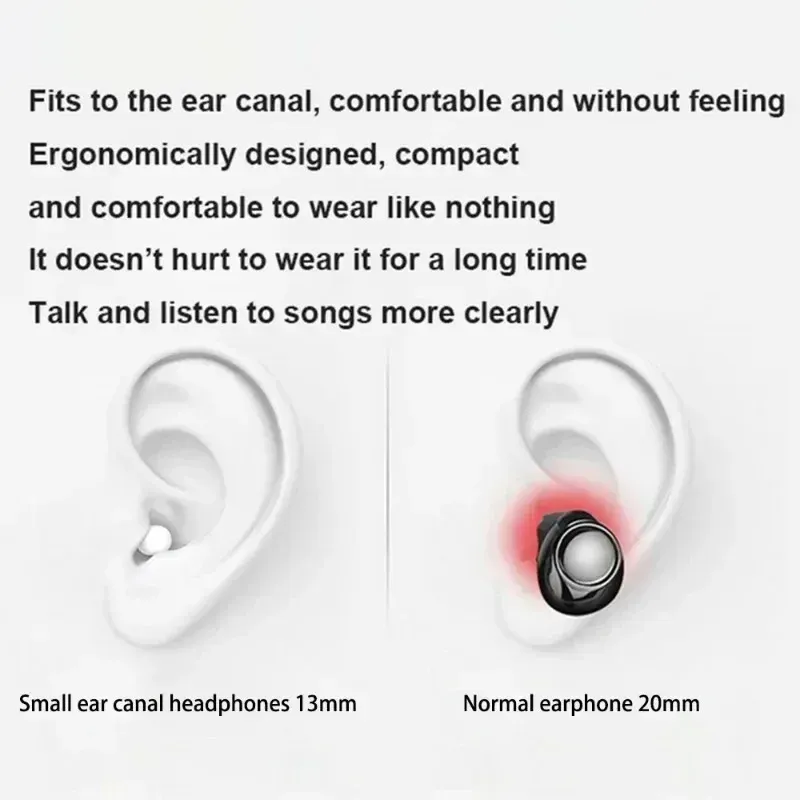 Écouteurs Bluetooth TWS invisibles avec microphone intégré et réduction du bruit 5