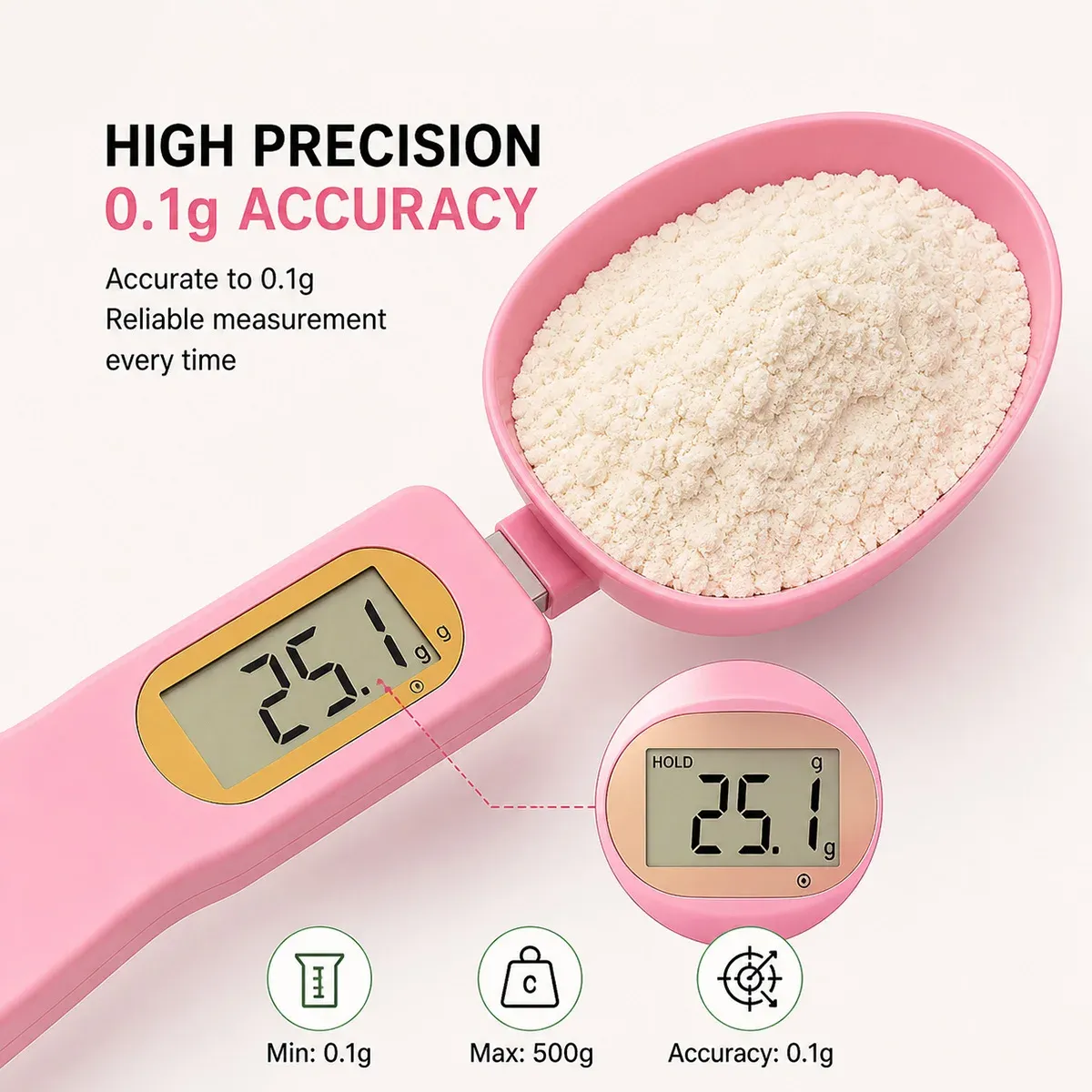 Cuillère de pesée numérique 0,1 g – 500 g à écran LCD, pour café moulu, lait en poudre et farine 4