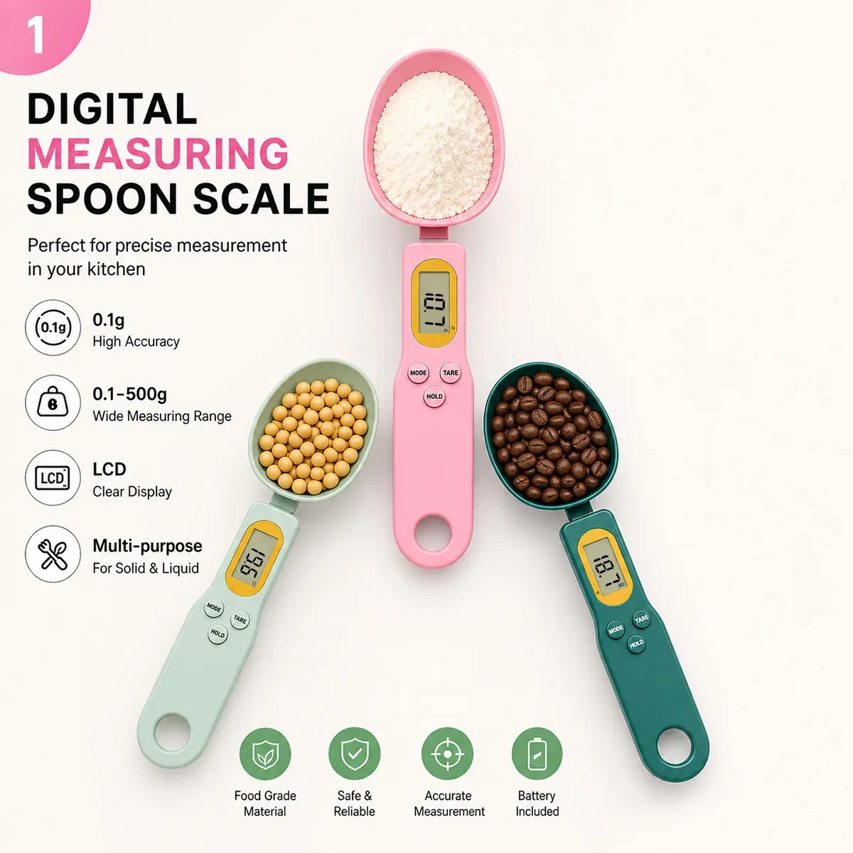 Cuillère-balance numérique au design épuré