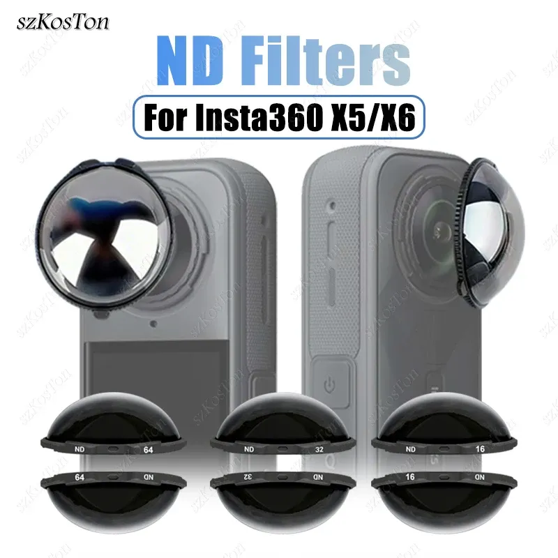 Kit de filtres ND pour Insta360 X6 et X5, verre optique, filtres antireflets ND16/32/64 pour accessoires de caméra d'action Insta360 X5 - Image 1
