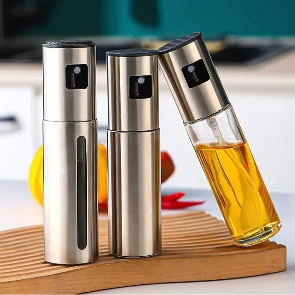 Pulvérisateur d'huile d'olive portable 100 ml en acier inoxydable, rechargeable et anti-fuite, pour la cuisine 4