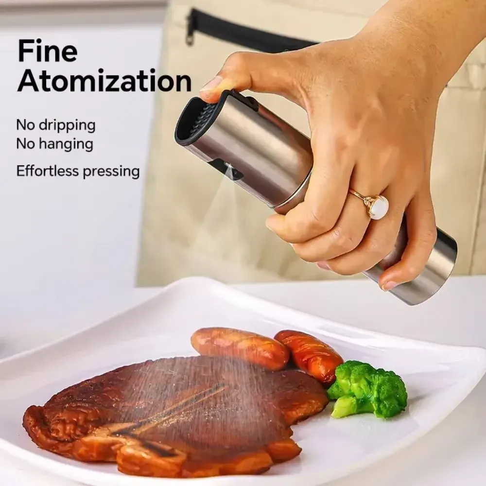 Pulvérisateur d'huile d'olive portable 100 ml en acier inoxydable, rechargeable et anti-fuite, pour la cuisine 5