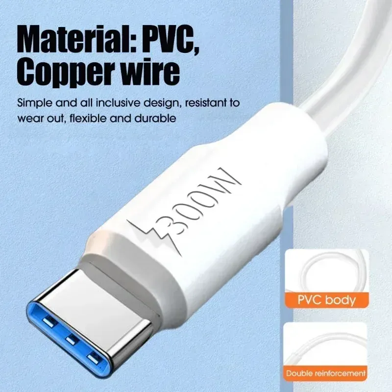 Câble de charge rapide 300 W USB Type-C vers USB Type-C, compatible Samsung, Xiaomi, Huawei et appareils Android 2