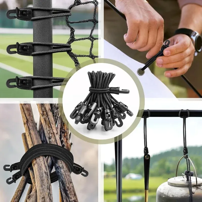 Cordes élastiques multifonctions avec crochets pour camping, bagages, vélos et voitures, sangles de fixation à haute élasticité 6