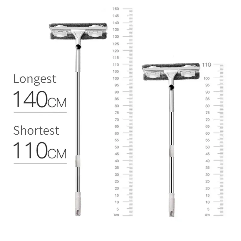 Perche télescopique de nettoyage de vitres avec raclette et brosse à long manche 6