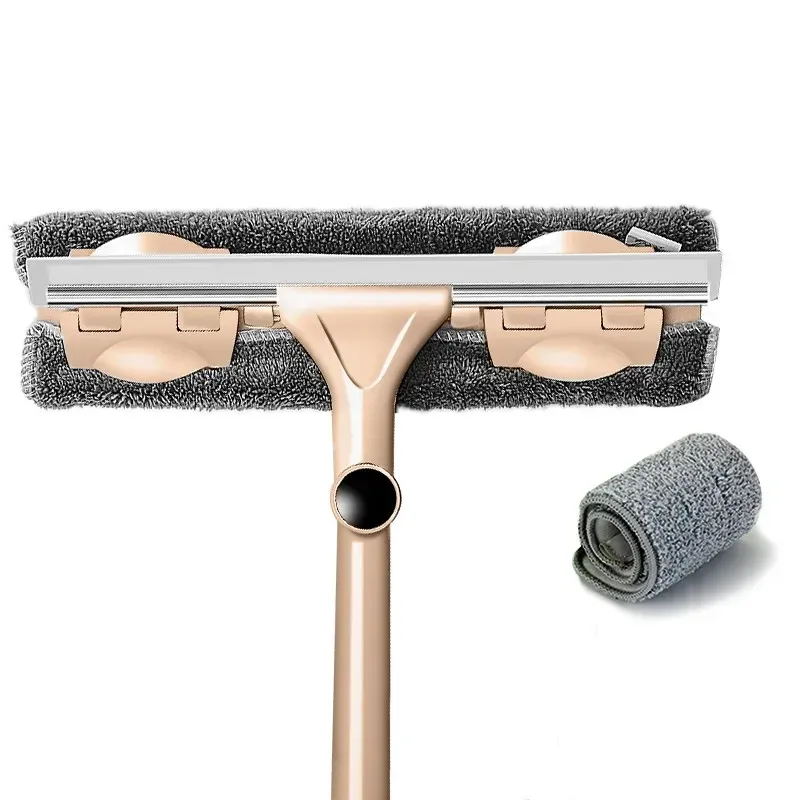 Perche télescopique de nettoyage de vitres avec raclette et brosse à long manche 12