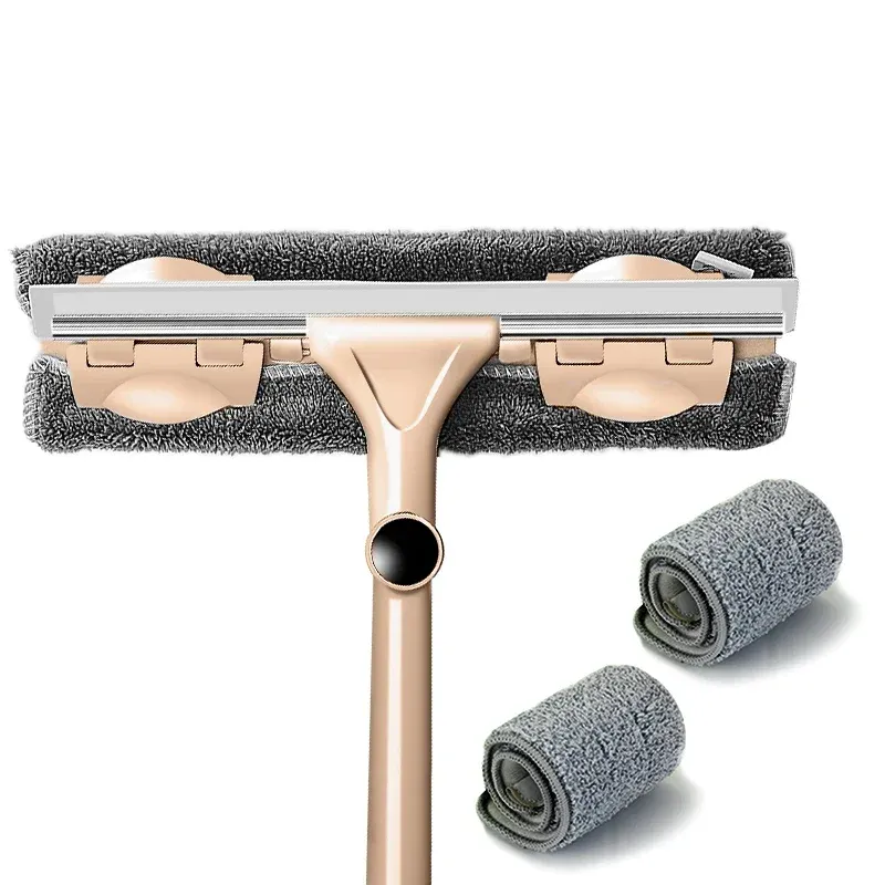 Perche télescopique de nettoyage de vitres avec raclette et brosse à long manche 11