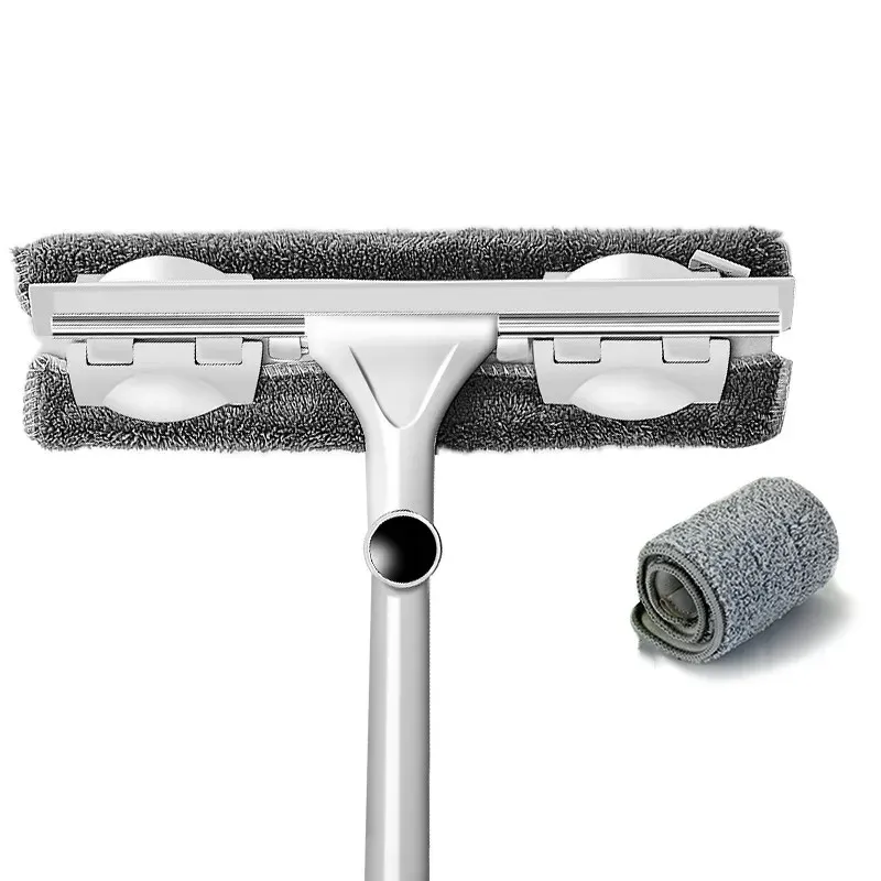 Perche télescopique de nettoyage de vitres avec raclette et brosse à long manche 9