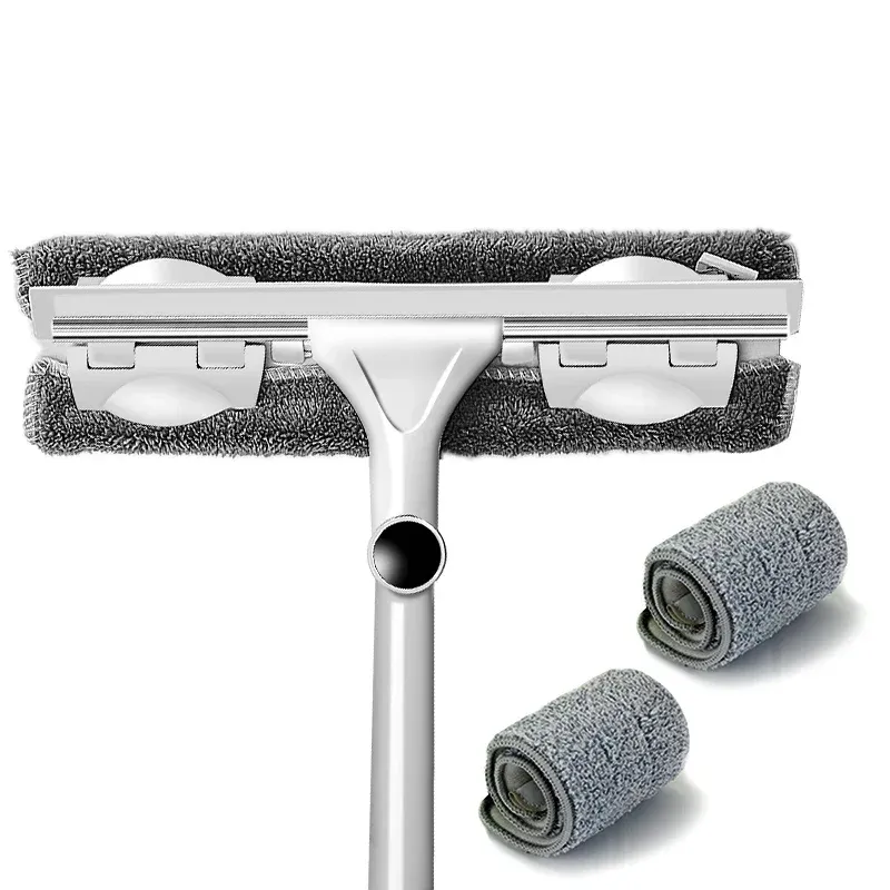 Perche télescopique de nettoyage de vitres avec raclette et brosse à long manche 8